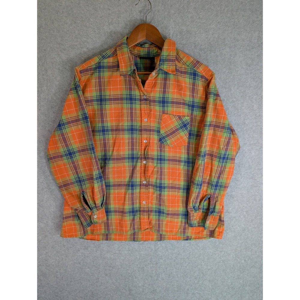 The Vermont Flannel Co Orange Plaid Flannel Button Down Shirt Mens XX Large